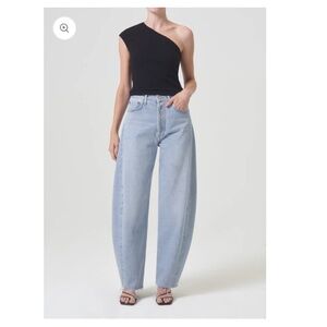 Agolde Luna High Rise Pierced Taper Jeans in Void (Light Wash)